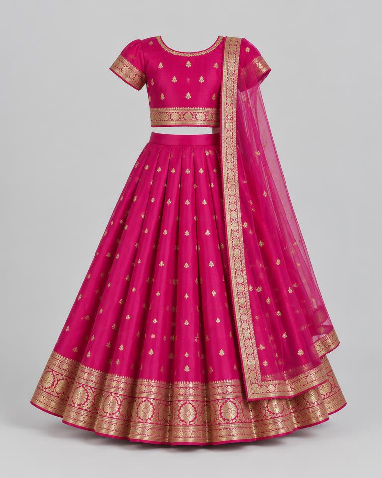 Girls' Lehenga Choli Set in Magenta